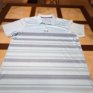 XXL Oakley Golf Polo - Light Blue Stripes
